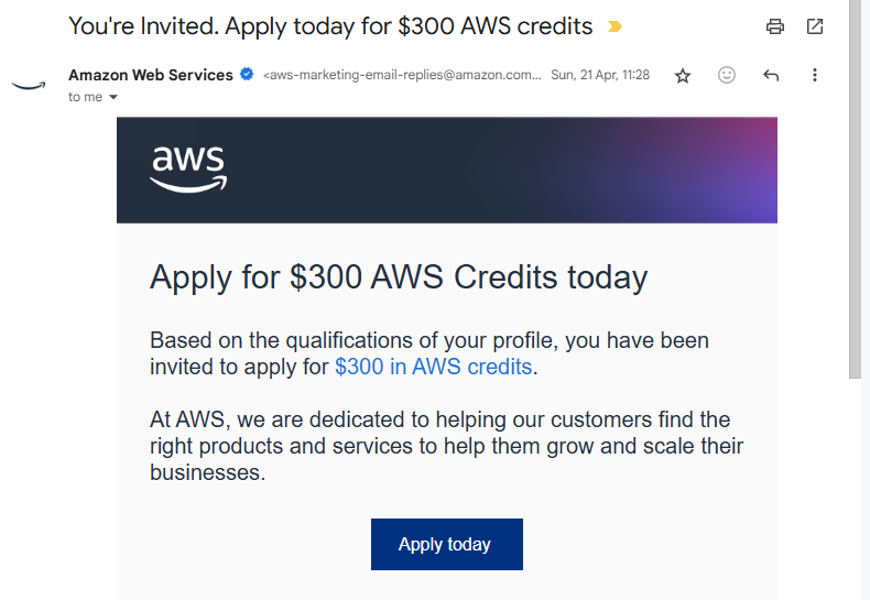 AWS Invitation Email